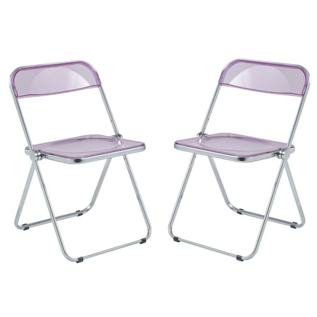 Kd Lawrence Acrylic Folding Chair with Metal Frame, Magenta, 2PK KD3034438